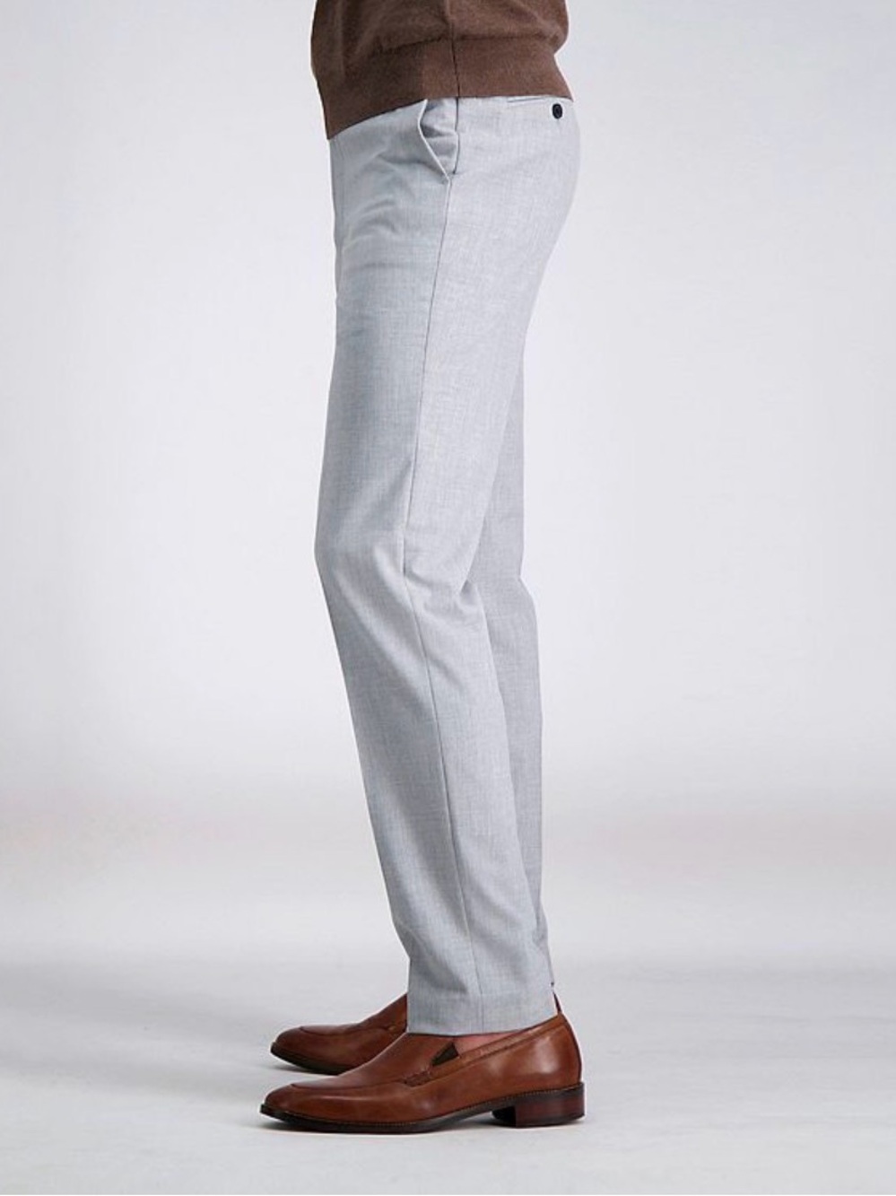 Men’s Haggar Slim Fit Flat Front 4-Way Stretch Light Grey Dress Pant 30Wx32L NWT